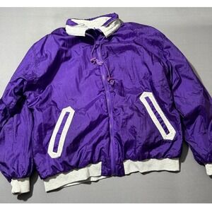 Vintage English Boar Reversible Bomber  Men's L Purple Gray 80s Windbreaker‎